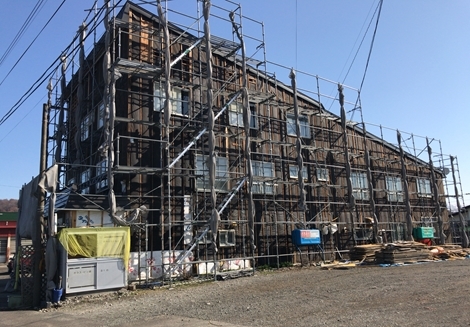 店舗、屋根葺替工事(壁撤去手伝いました)